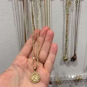 Gold Pendant Necklace Letter A Engraved